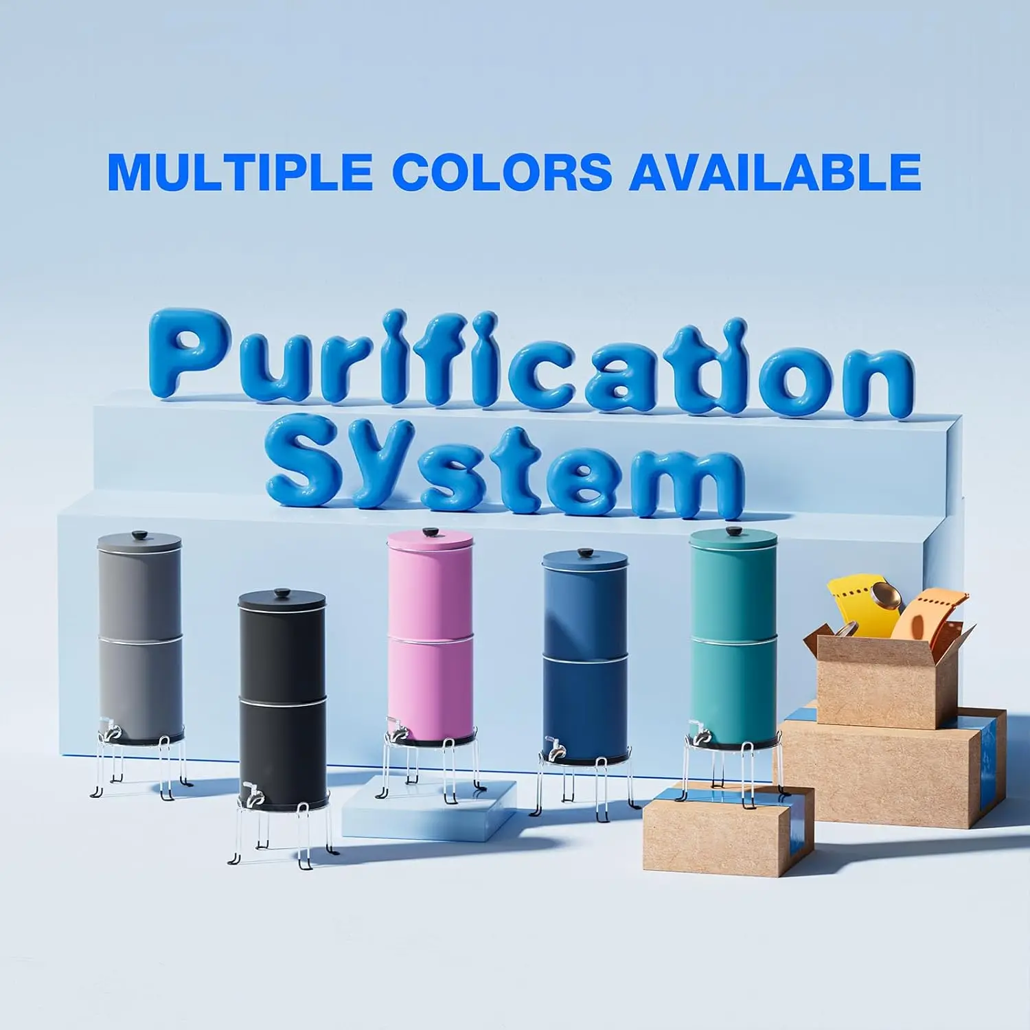 3-Stage 0.01μm Ultra-Filtration Gravity Water Filter System, NSF/ANSI 42&372 Certification, 304 Stainless Steel Counter