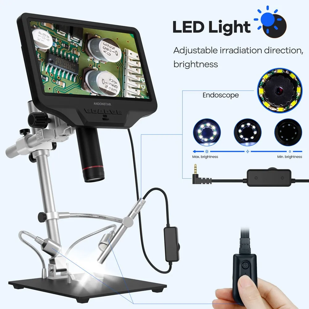 Maxgeek AD409 Pro ES mikroskop cyfrowy z endoskopem i ekran FHD do naprawy elektroniki i lutowania Monitor dla Andonstar