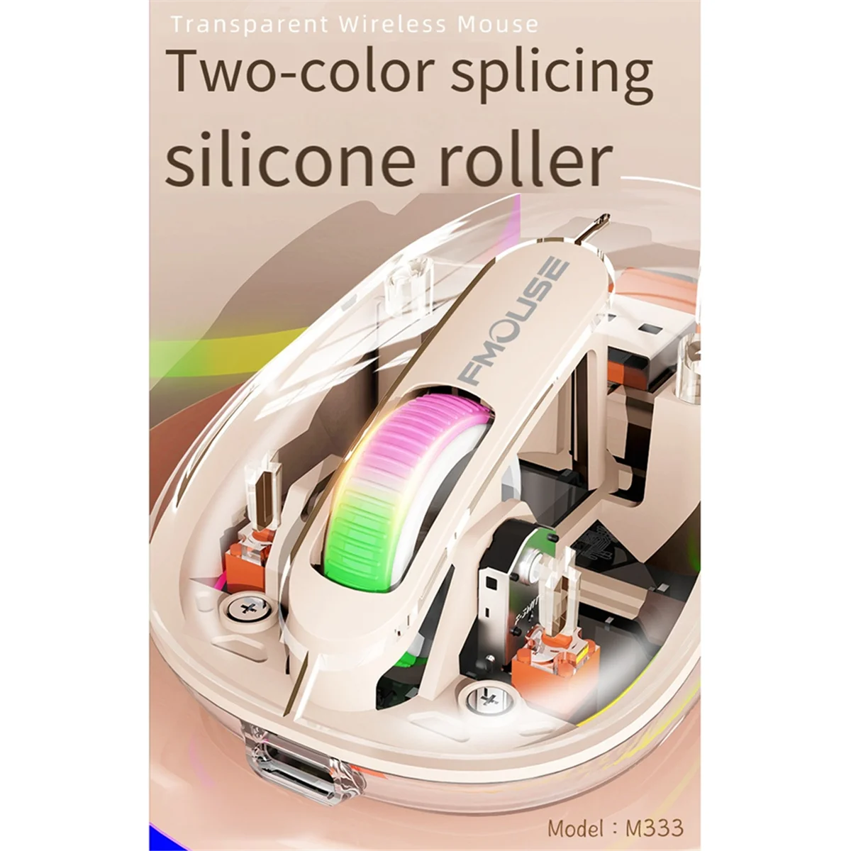 FMOUSE Ratón inalámbrico Bluetooth Ratón recargable magnético transparente Ratón con lámpara LED silenciosa de tres modos para computadora portátil PC Blanco