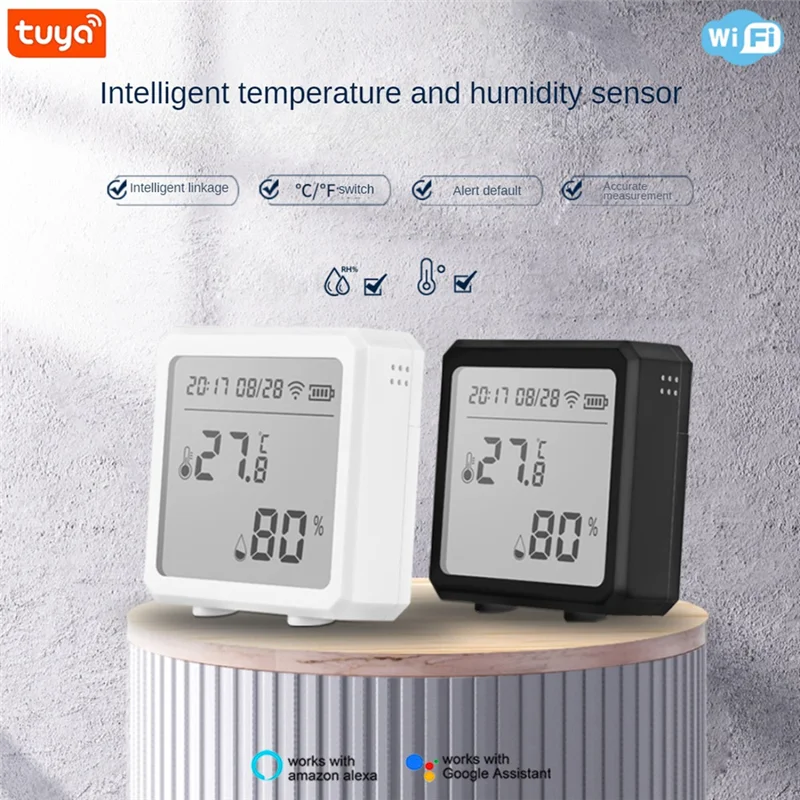 

Y22A-Tuya Wi-Fi детектор температуры и влажности Smart Link Tuya Многофункциональный детектор температуры и влажности Белый