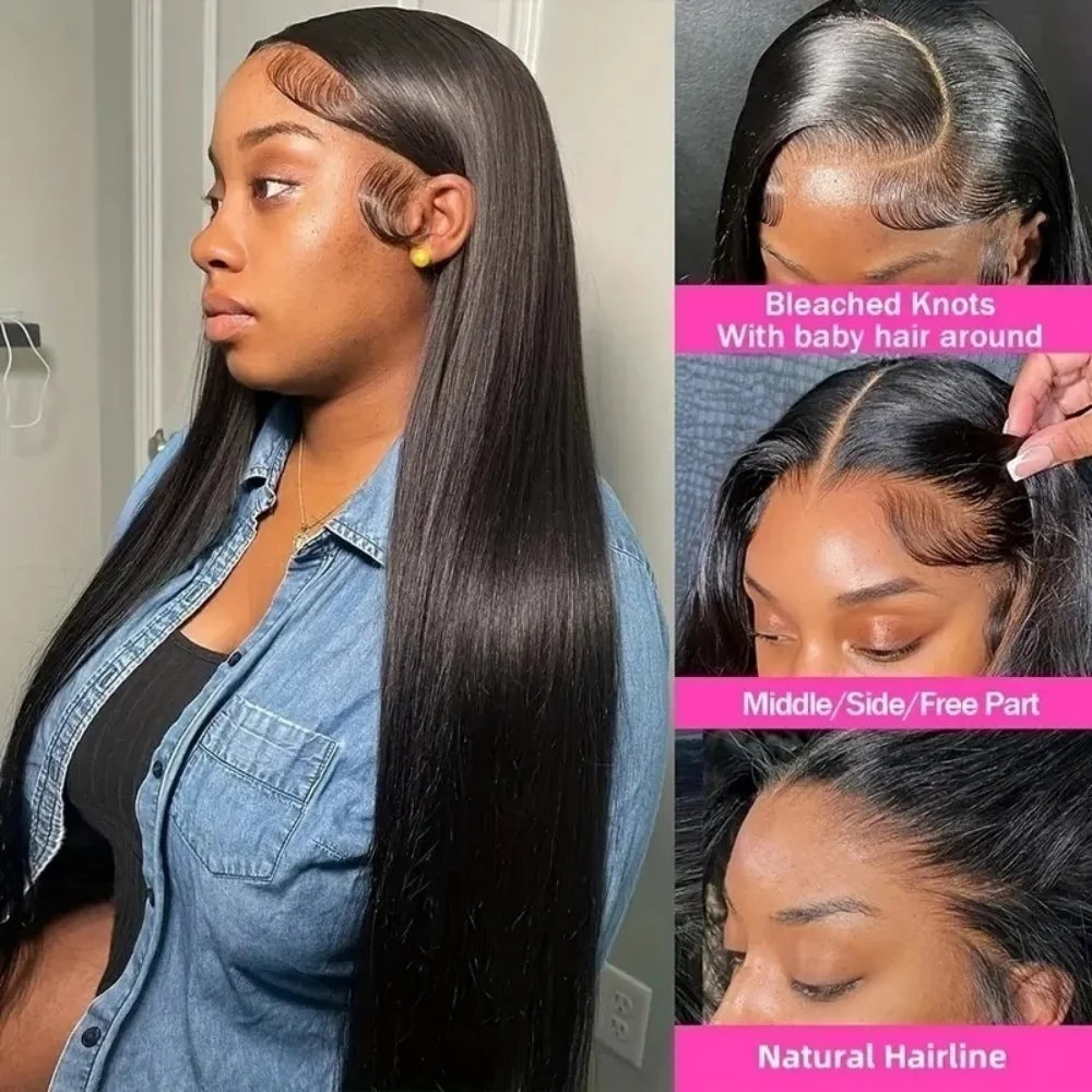 13 × 4 ลูกไม้ด้านหน้าวิกผมผมมนุษย์ 220% ความหนาแน่นตรงธรรมชาติสีวิกผมโปร่งใส Pre Plucked วิกผมลูกไม้ด้านหน้าด้านหน้าสําหรับ Women1B