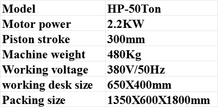 50 Ton Electric Hydraulic Shop Press Machine HP Electro-hydraulic Gantry Punch Stamping Press Provided Steel Material 1000 2.2