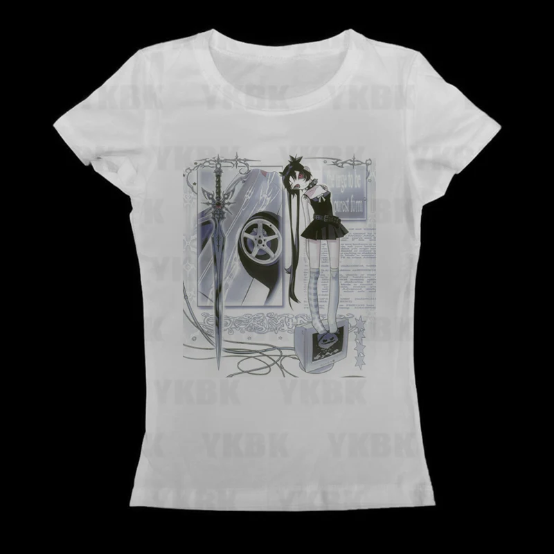 Y2K Anime Harajuku Frauen Casual T-shirt Lose Streetwear Punk Gothic Print Casual Tees Kurzen ärmeln Hip-hop Harajuku Tops tuch