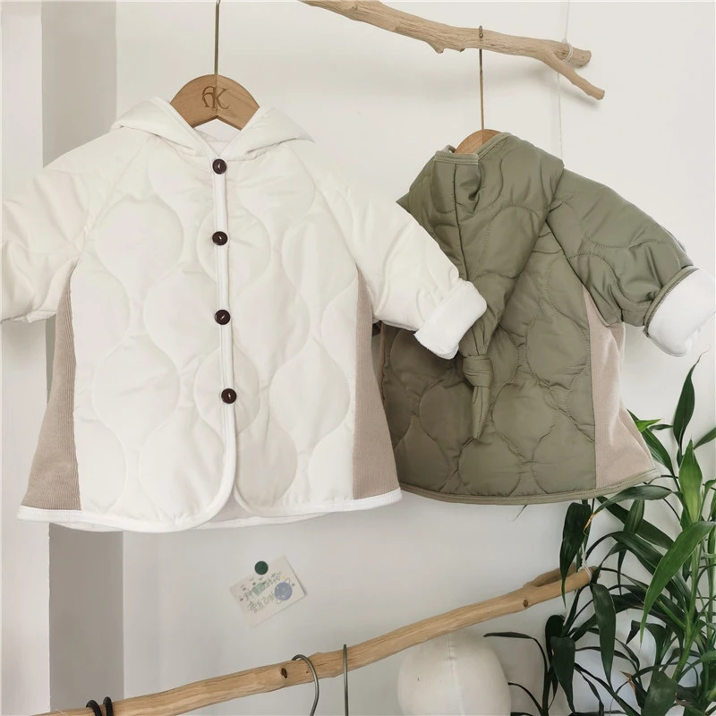 Spring Autumn Children Baby Boys and Girls Coat Jackets Fashion Simple Cotton Solid Outerwear Coats For Kids