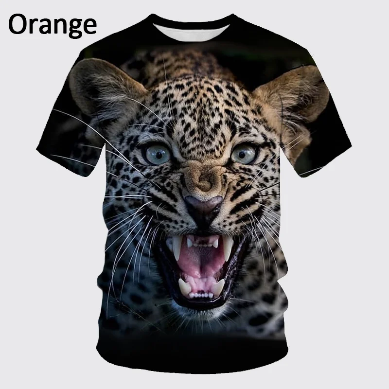 2022 Summer New 3D T-shirt Animal Tiger/leopard/lion Hip-hop Rock Personality Creative Round Neck Short Sleeve