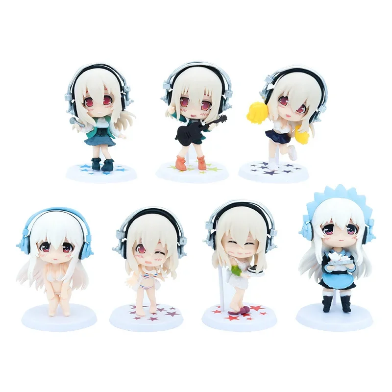 

7 шт., модель персонажа японского аниме Super Sonic, супер Sonic, рабочий комплект, коллекция купальника, материал ПВХ, кукла 10 см