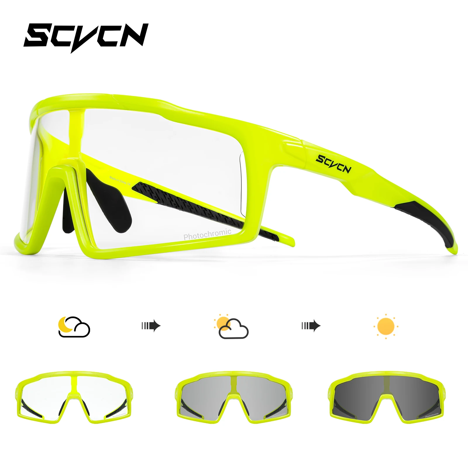 

SCVCN Photochromic Cycling Glasses Bicycle Blue Glasses Sports Men Sunglasses MTB Road Bike Eyewear for Women Goggles Racing