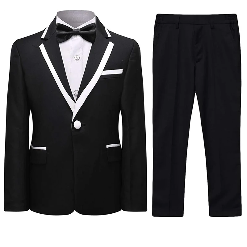 

Children's Formal Slim Fit Suit Set Boys Wedding Catwalk Party Piano Performance Costume Kids Blazer Tuxedo Pants Bowtie Outfit