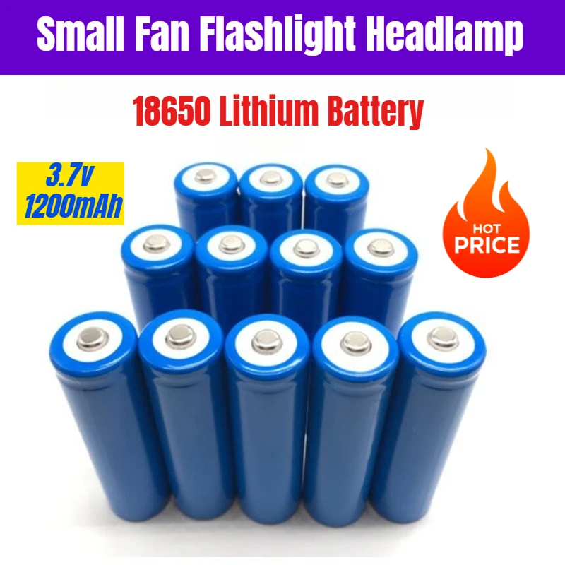 

Small Fan Flashlight Headlamp 3.7v 1200mAh 18650 Lithium Battery