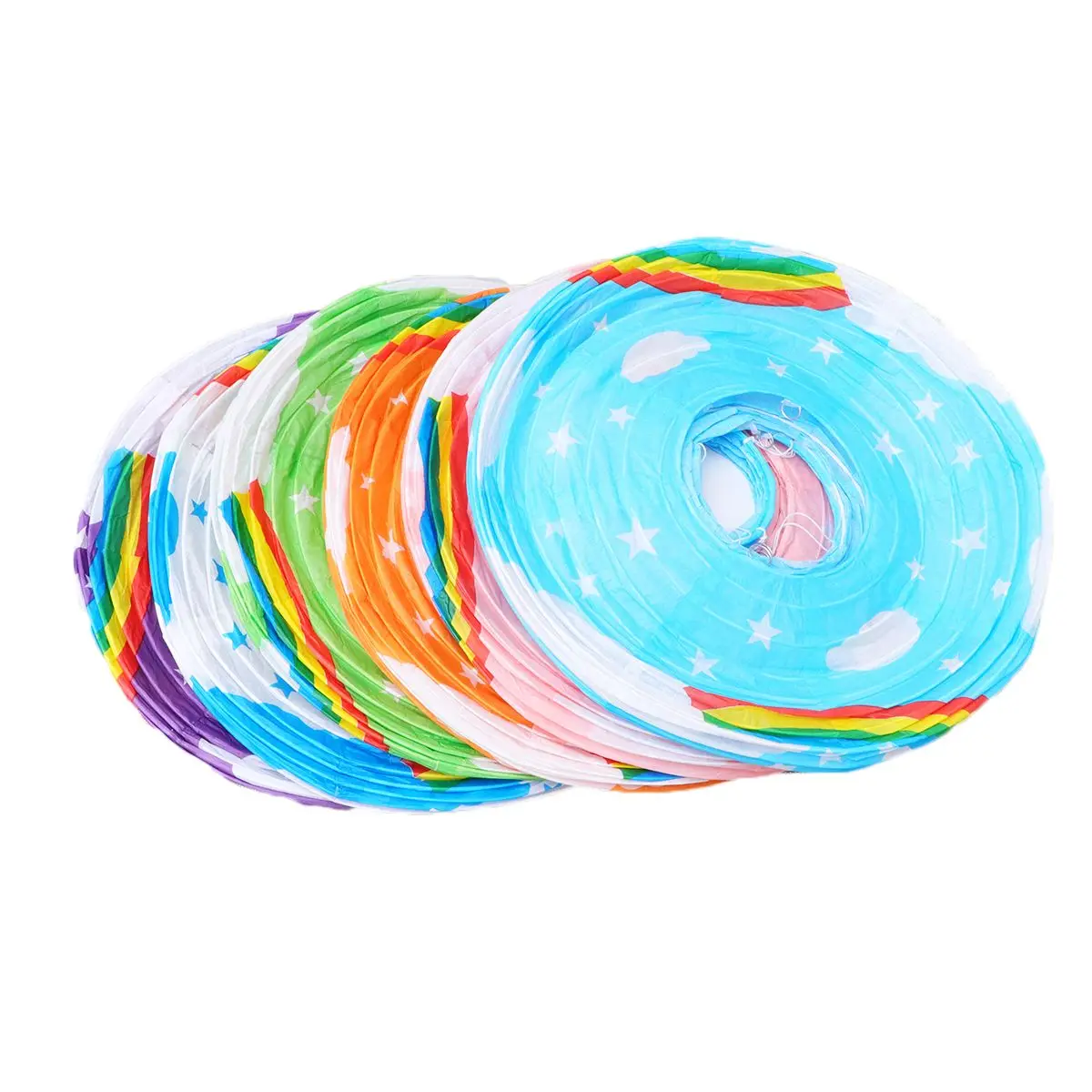 

6PCS Rainbow Paper Hot Party Wedding Market Kindergarten Hanging Ceiling Lighting Design Decor