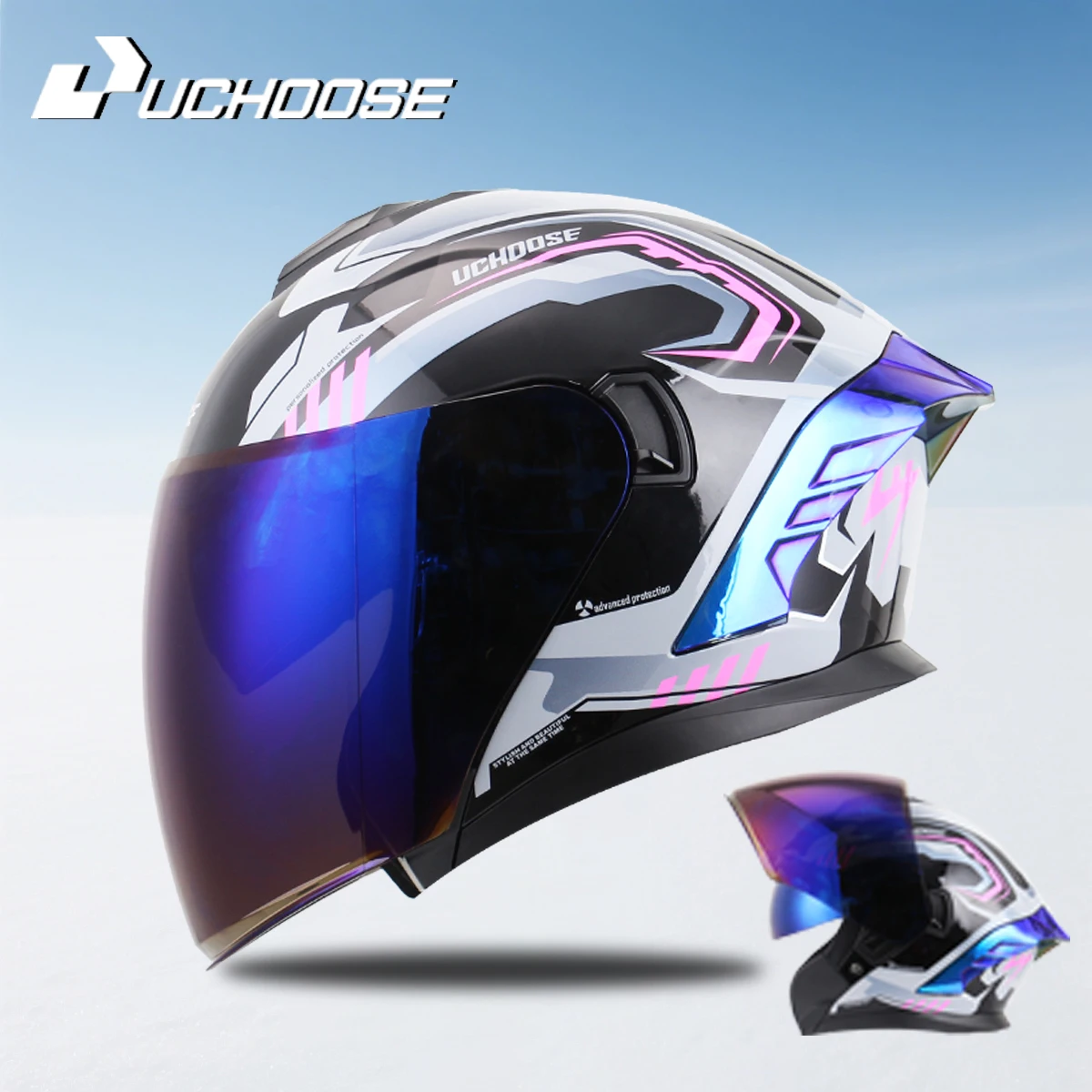 

715 Motorcycle Open Face Helmet For Men And Women Dual Lens Sun Visor Face Shield Top Lightweight Scooter Bike Retro 3/4 Helmet
