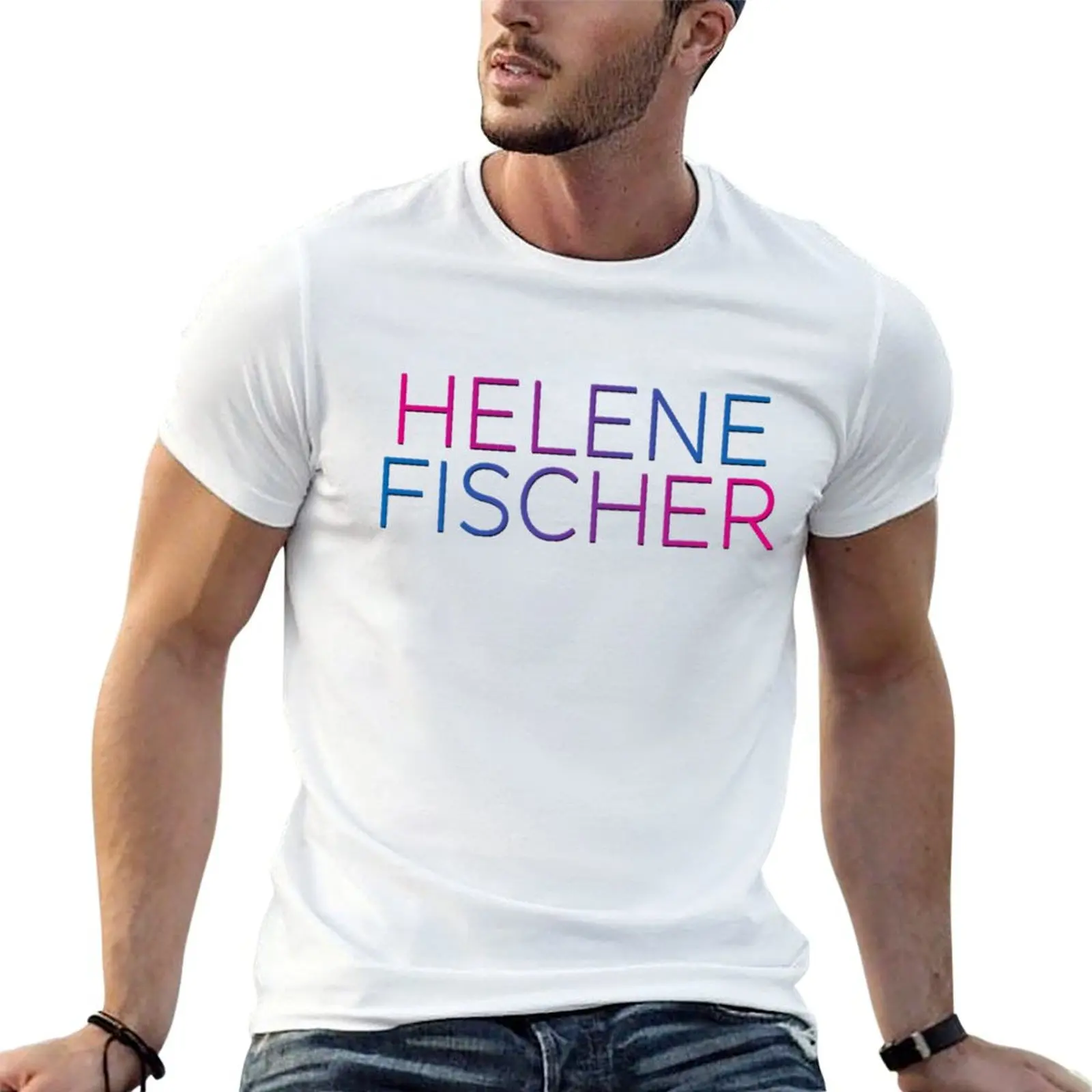 Camiseta masculina HELENE FISCHER, camiseta masculina de luxo, camiseta masculina gráfica, camiseta masculina