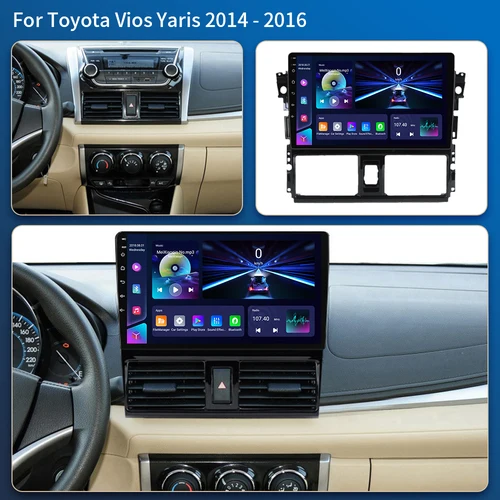 Imagen 2 del producto Android 16 Radio de coche para Toyota Yaris Vios 2014 2015 2016 unidad estéreo reproductor Multimedia navegación GPS BT Carplay Android Auto