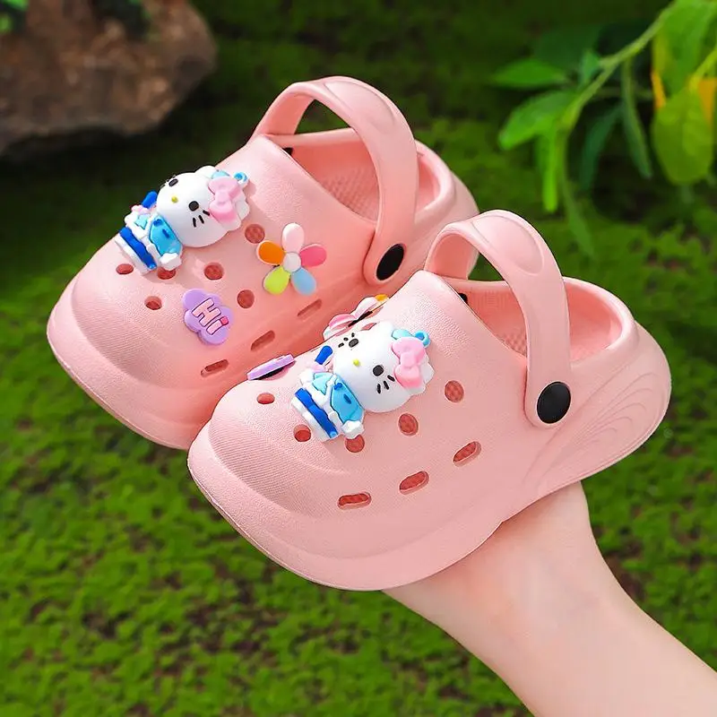 

Садовая обувь Sanrio Hello Kitty для девочек, сандалии, тапочки, новые детские нескользящие износостойкие модные сандалии с героями мультфильмов аниме для родителей и детей