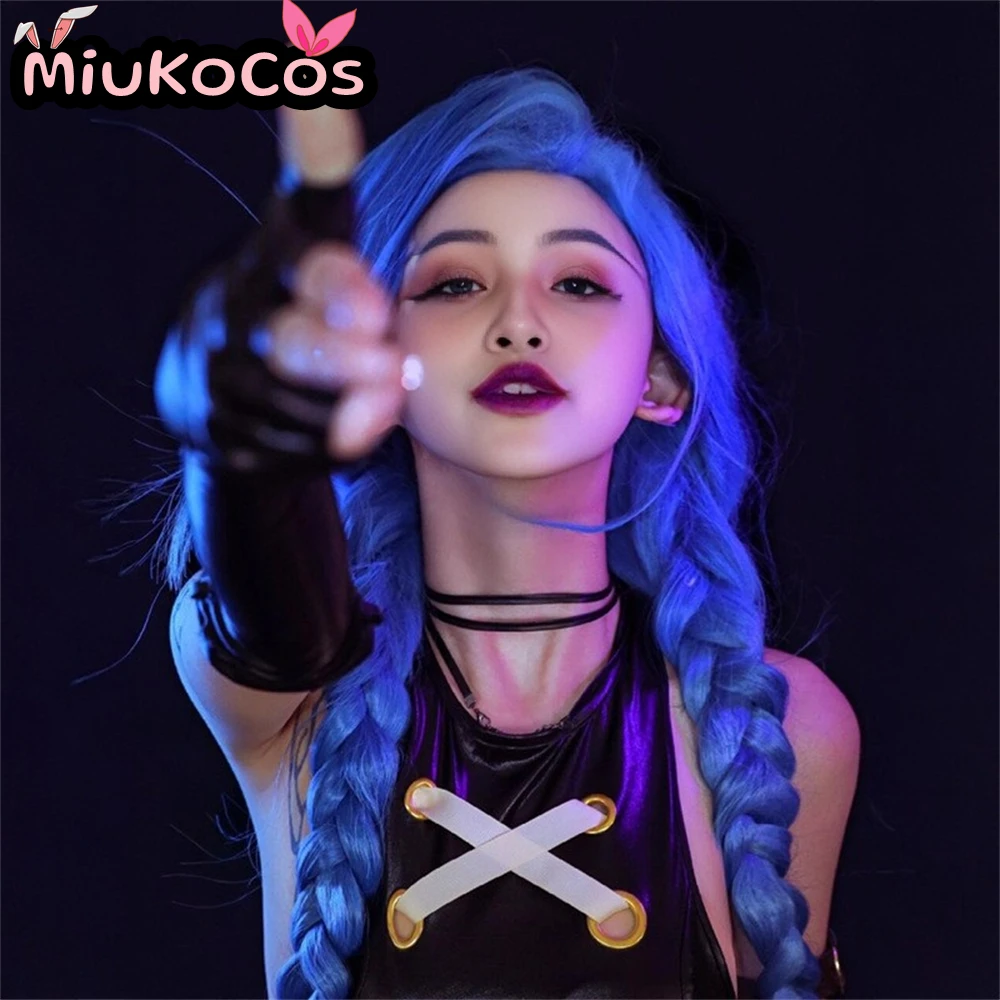 متوفر في المخزون شعر مستعار جينكس 130 سنتيمتر شعر طويل MiukoCosplay لعبة جامعة الأساطير تأثيري