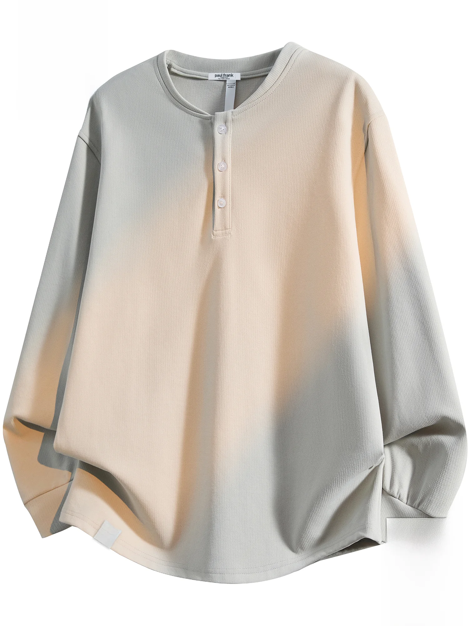 

Long Sve T-irt Men's Loose Casual Henry Collar Spring New Arrival Breathable Polyester Cotton Blend