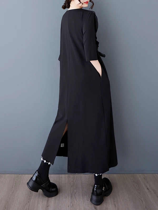 Summer Floral ort Sve Dr Donna Allentato Midi A-Line Dr Vintage Sle Pendolarismo Materiale regolare Altro materiale 00%