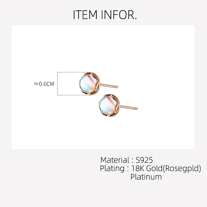 925 Sterling Silver Earrings For Women Stud 925 Synthetic Colorful Glass Silver Earring Cute Woman Earring Stud Silver 925