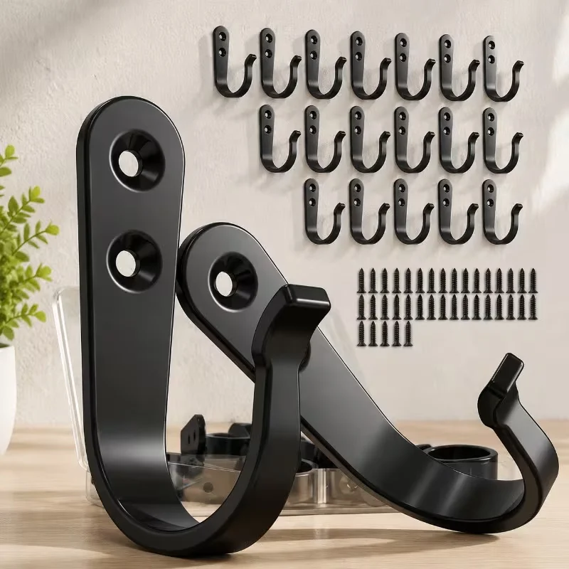 4/8/16pcs Heavy-Duty Iron Coat Hooks,Anti-Rust Wall Mounted for Home Office Industrial,Multiple Styles Available, Wall Hooks