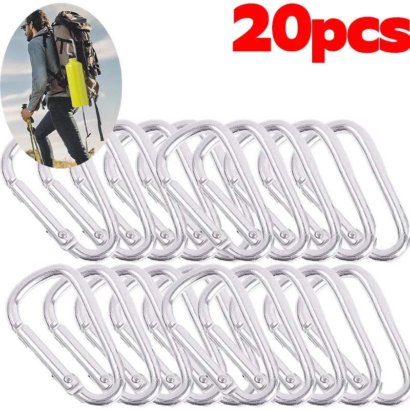 D-Ring-Karabiner aus Aluminiumlegierung, Schlüsselanhänger-Clip für Wasserflasche, Bluetooth-Headset, Rucksack-Schnalle, Outdoor, Camping, Wandern, 20/2 Stück