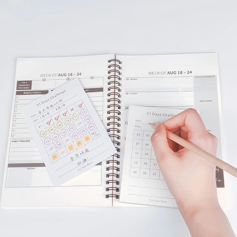 1Pcs 30Days Planner Daily Challenge Notepad Self-Discipline Checklist Memo Pads Self-adhesive Mini Pocket Checklist Writing Pads