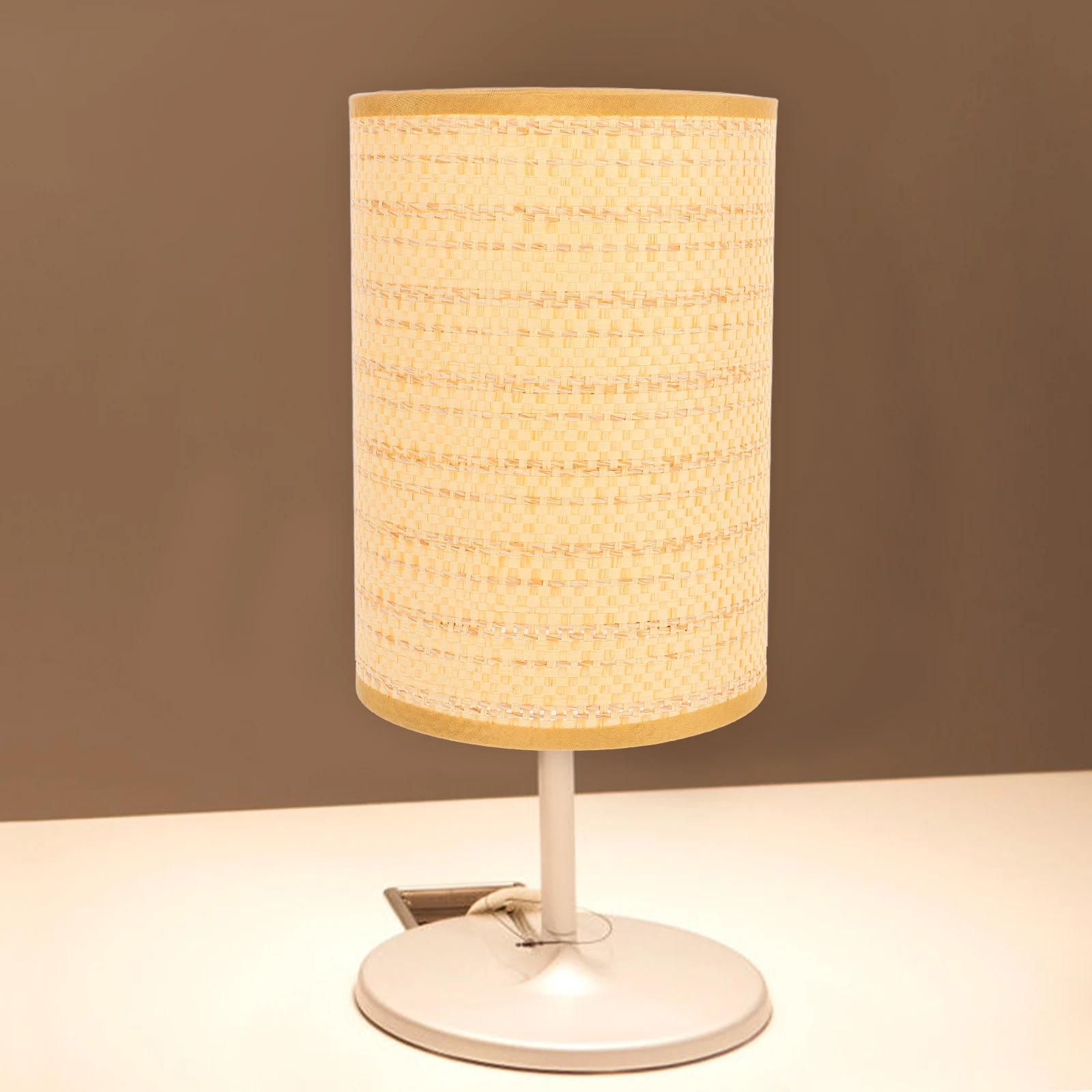 

2pcs Rattan Shades E27/E14 Floor Lamp Shade Replacement Woven Drum For Table Lamp Bohemian Decor Long Rustic Lighting Accessory