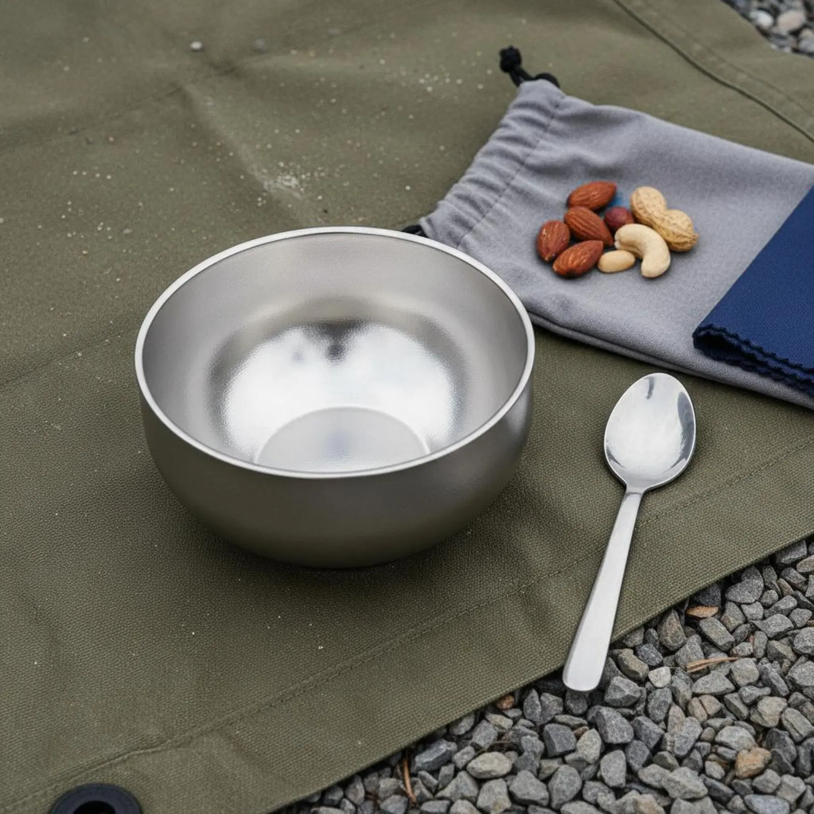 100% Metal Bowl Anti-Scald Ice Crystal Finish Metal Bowl Portable Shatterproof for Campers, Outdoor Meal, Travel