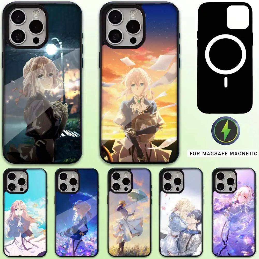 

V-Violet Evergarden Phone Case For iPhone17,16,15,14,13,12,11 Plus,Pro Max Magnetic For Magsafe Wireless Charging