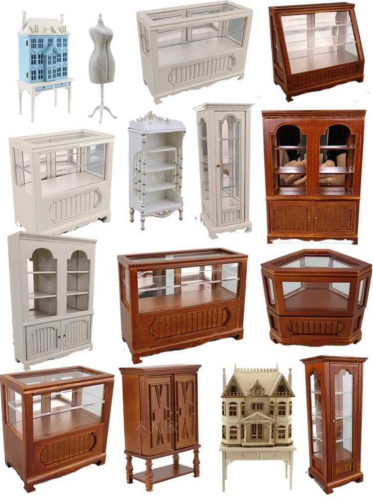 Doll House 1:12 Miniature Dollhouse Furniture Model Mini Cake Display Cabinet Group Mini Sofa Mini Chair Doll House Decoration