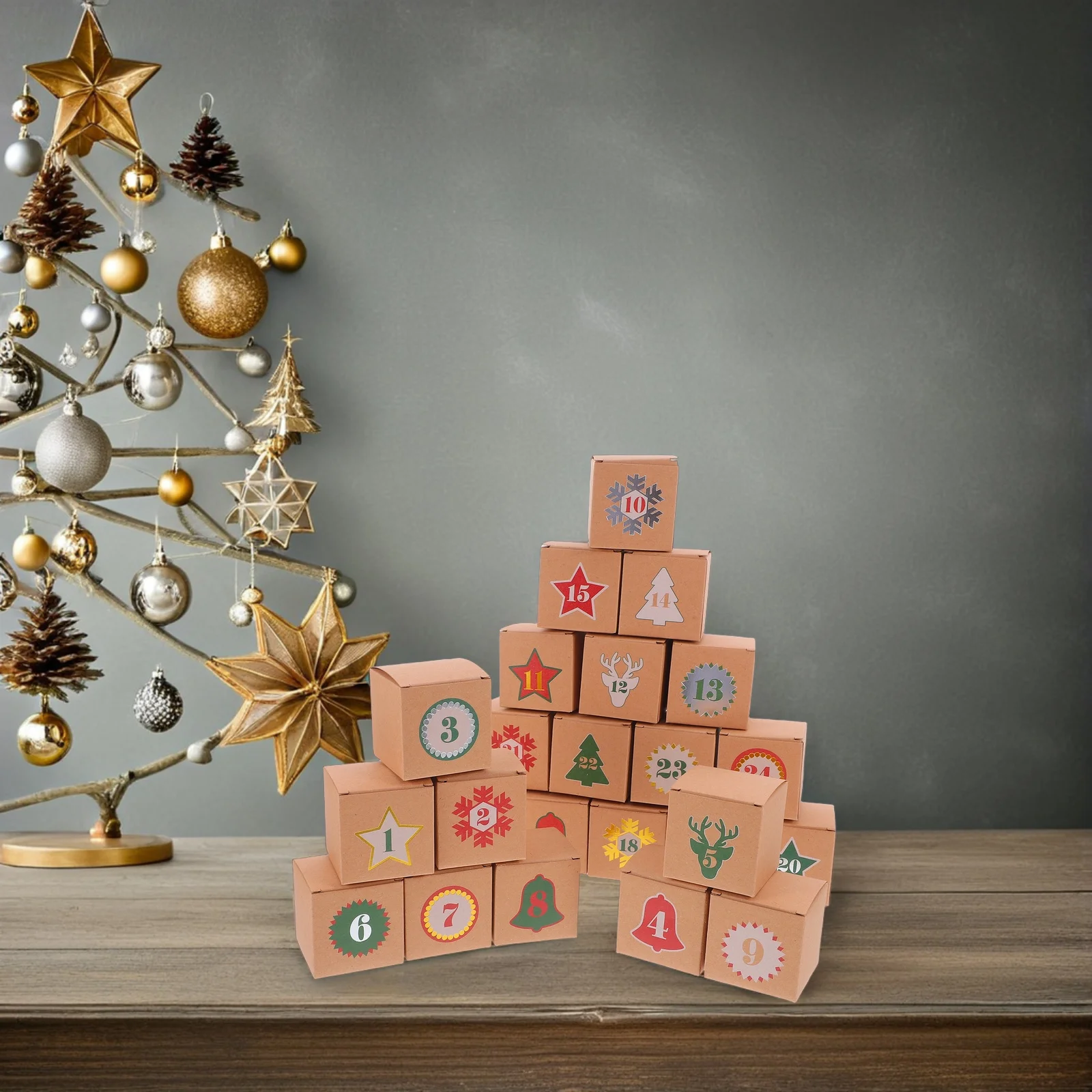 

24 Pcs Christmas Countdown Gift Box Advent Calendar With Drawers Interactive Holiday Treat Boxes For Kids Family Vintage Style