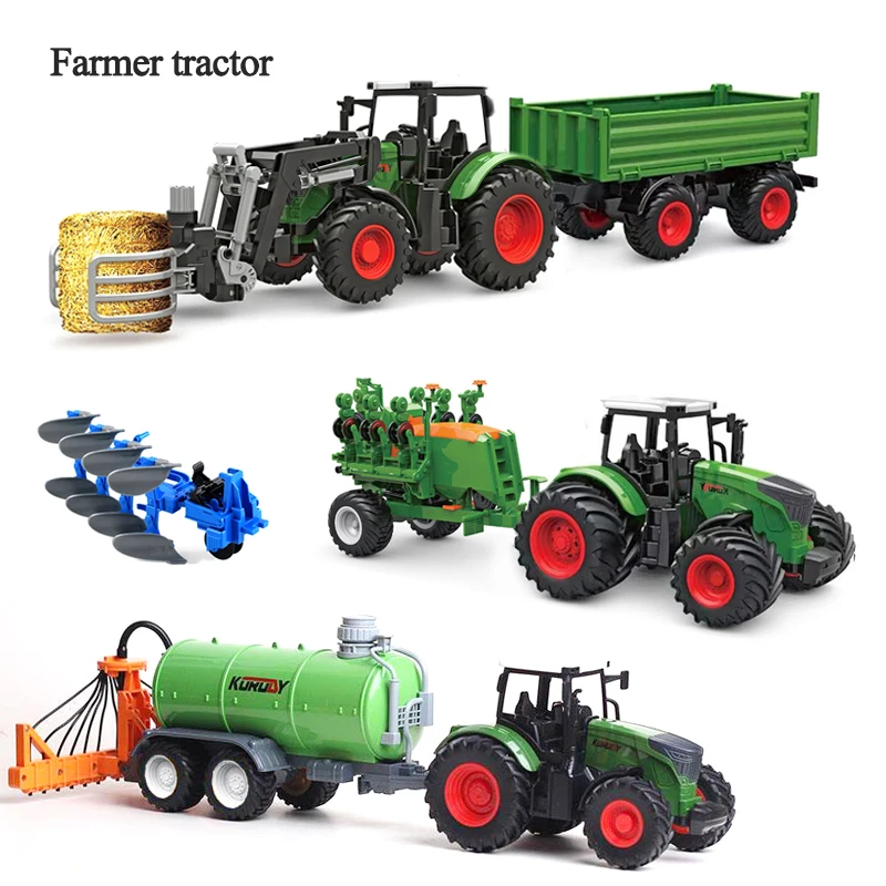 Tractor de granja con remolque, juguete de inercia, carretilla elevadora, camión de transporte, aspersor, modelo de simulación, juguete para niños,