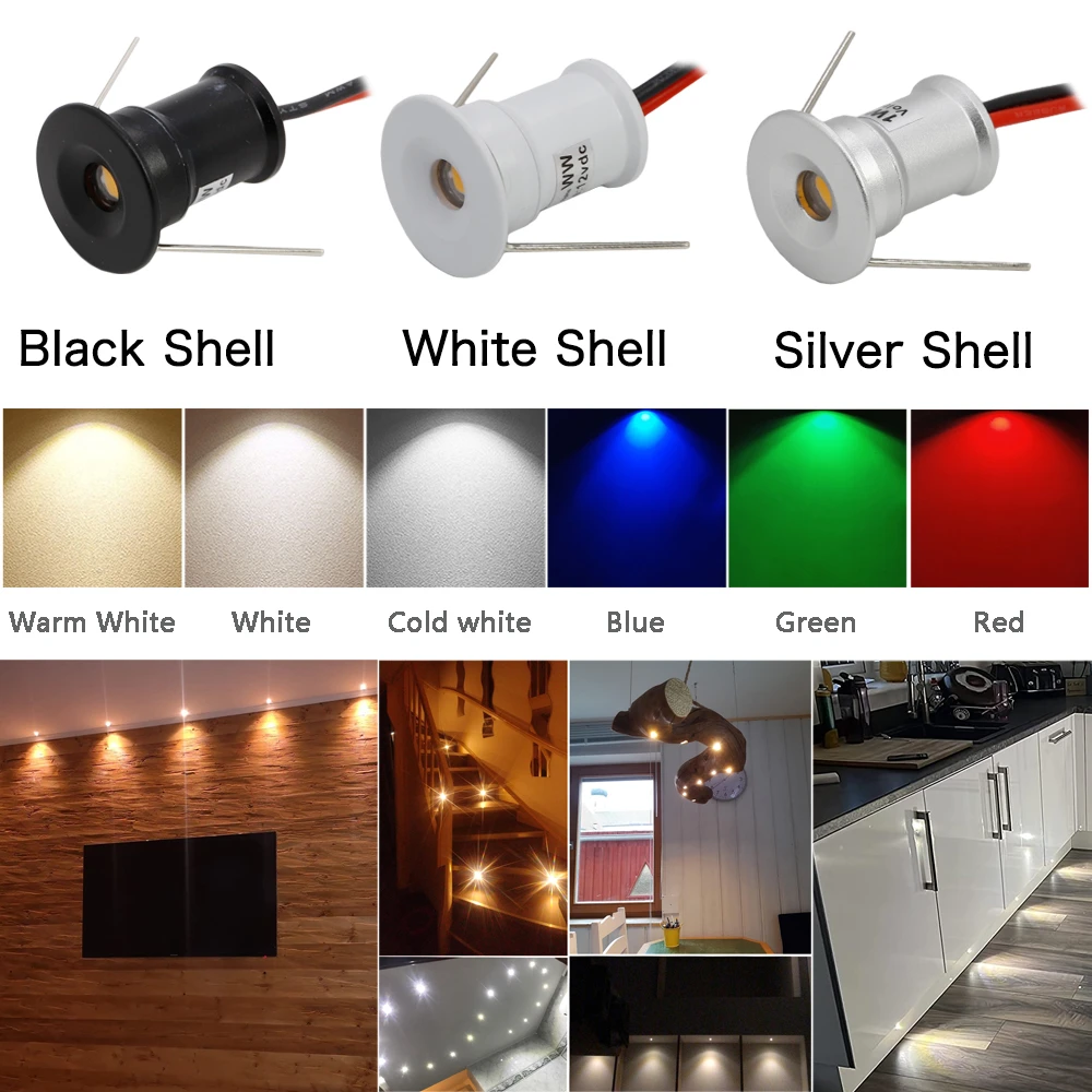 1W Mini LED Spot Light 12V Wpuszczana lampa sufitowa Downlight 15mm Cut Hole Sypialnia Kuchnia Reflektor Szafka schodowa Światło ze sterownikiem