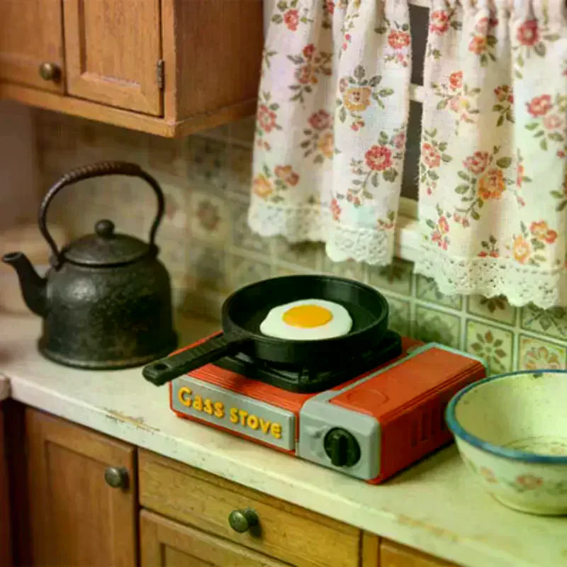 1 Set 1/12 Miniature Card Stove Model Dollhouse Kitchen Accessories for Role Play DIY Scene Simulation Decoration