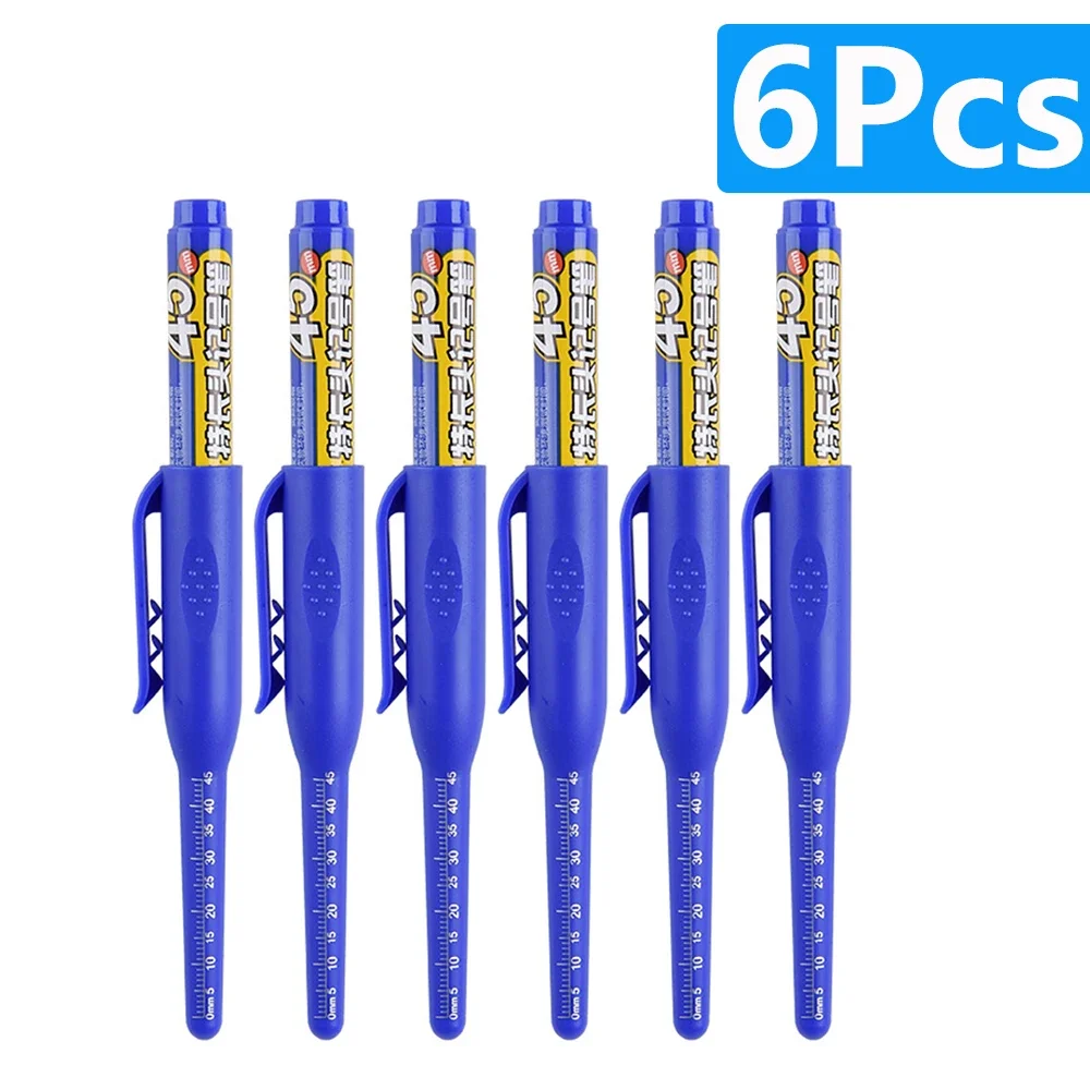 1-6 Stück 45mm wasserdichte lange Kopfs pitze tiefe Loch markierungen Stift fliesen Zimmermanns stift Mehrzweck für die Holz bearbeitung schwarz/blau/rote Tinte