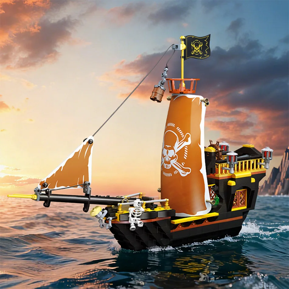 379 PCS Pirate Sailing Ship Building Blocks Skull Sailboat Sea Adventure Corsair Vessel Assembly Bricks Construction Toys Gifts