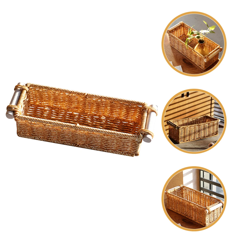

Multi-Use Woven Storage With Handle Desktop Organizer Container Tabletop Sundries Basket Rustic Home Basket For Keys