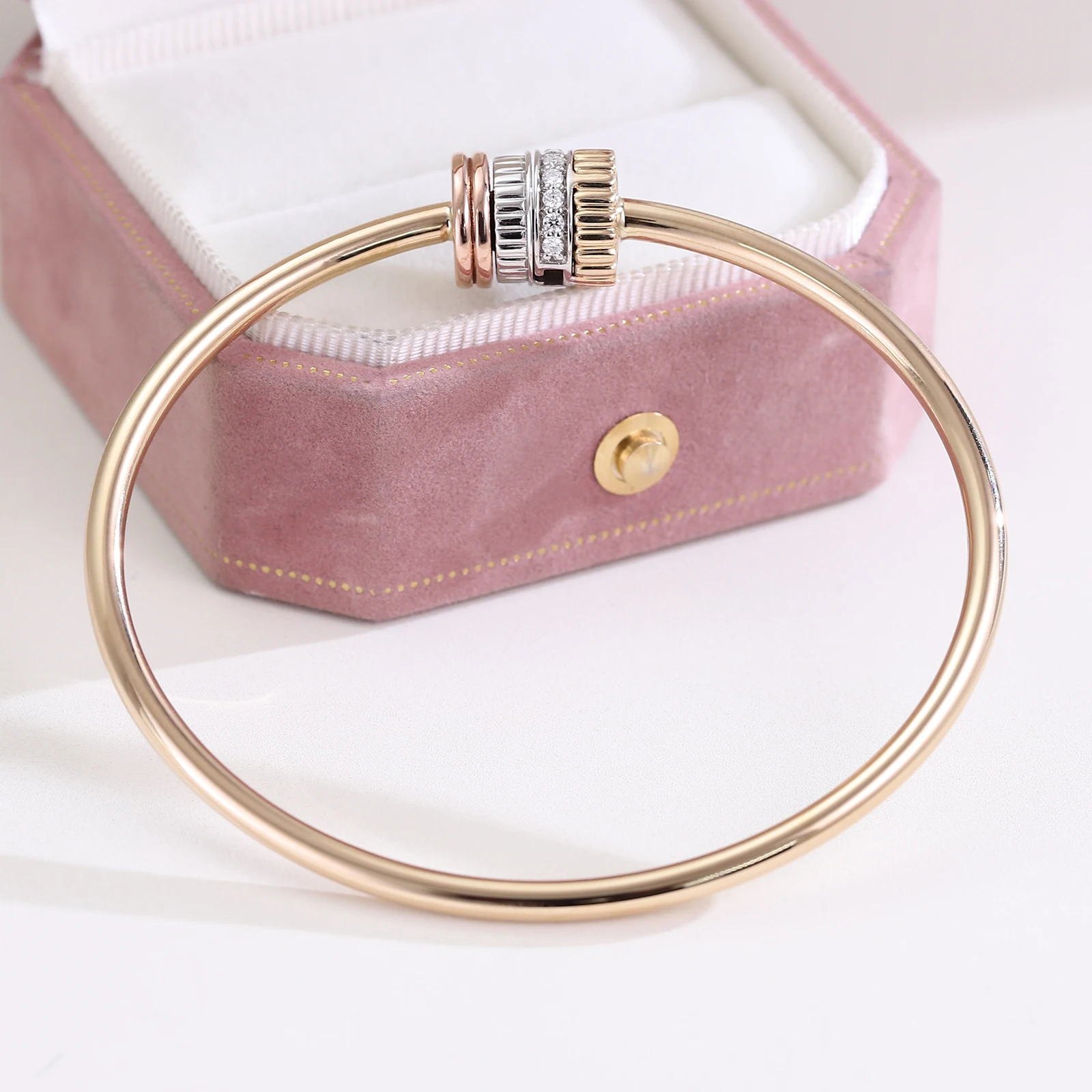 Provence Minimalist Bracelet 17cm three colour Solid Gold DEF/VS Lab Diamonds Trendy New Design Fashion Fine jewelry Custom