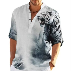 Camisa masculina de manga comprida estampada, Outdoor Street Clothing, Respirável, Designer Fashion, Casual