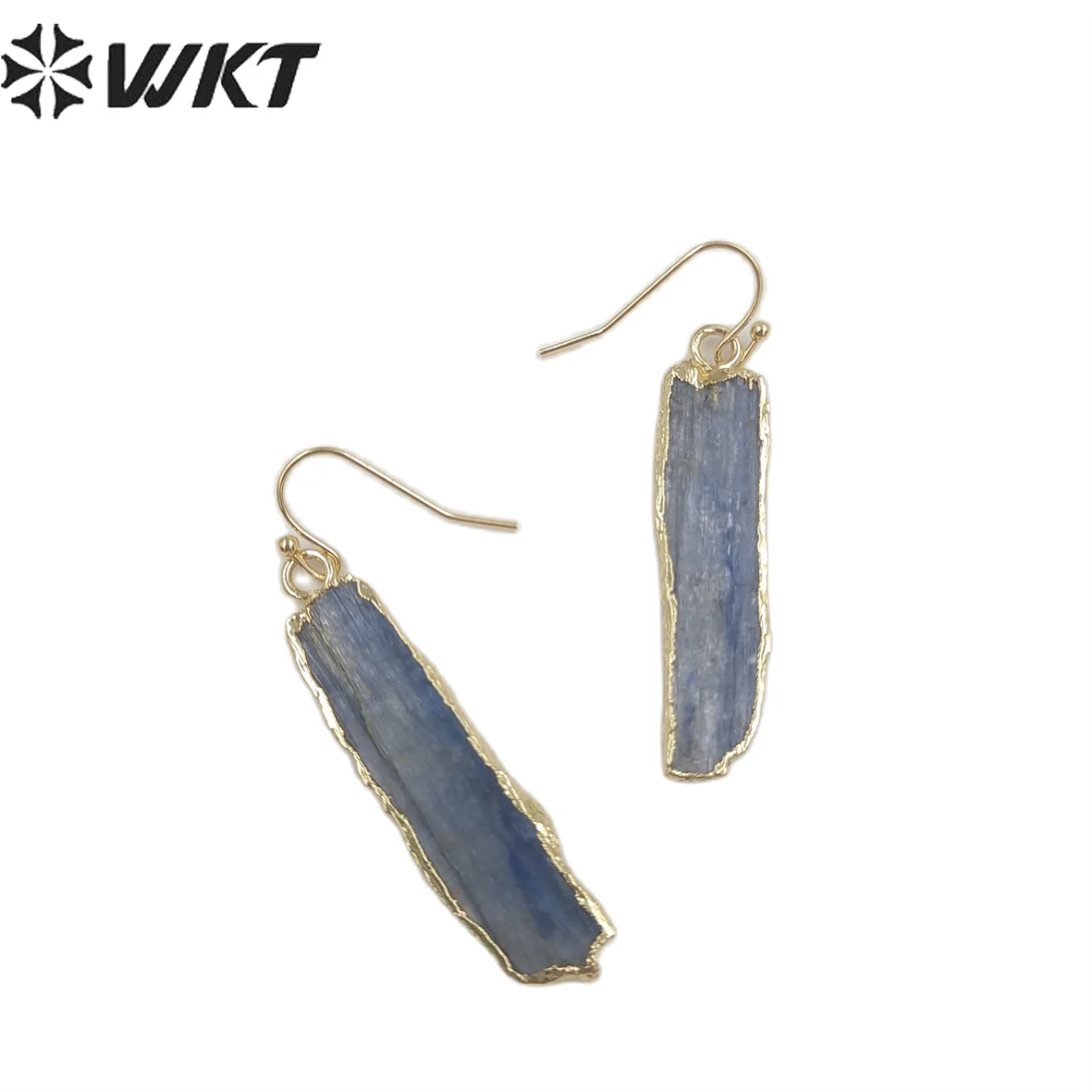 WT-E152 WKT Elegant Fashion Pearl Blue Kyanite Earrings With Real Gold Plated For Friends Jewelry Gifts