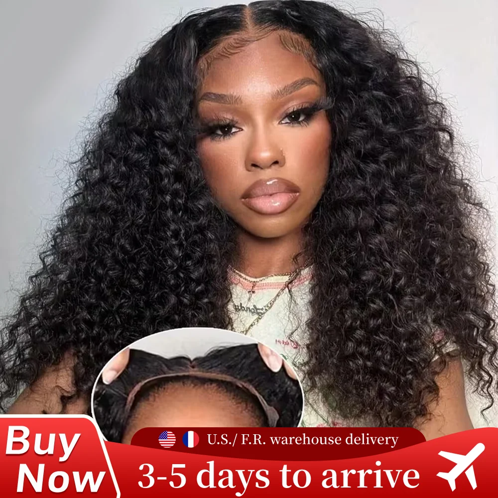 

Curly 13x4 5x5 Glueless Lace Front Wig 220 Density Natural Color Deep Wave Pre Cut Brazilian Human Hair HD Lace wigs Water Wave