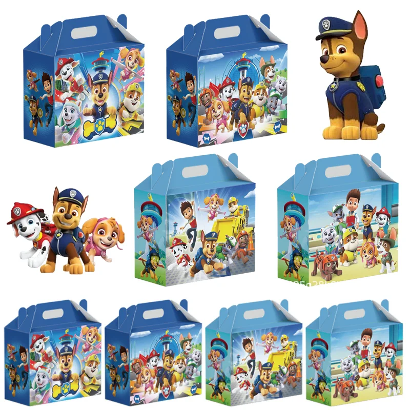 

12pcs Paw Patrol Candy Box Kawaii Children Birthday Party Decoration Cartoon Party Cookie Chocolate Snacks Packaging Boxes