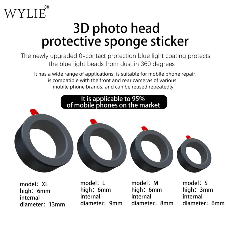 ملصقات إسفنجية واقية ثلاثية الأبعاد لكاميرات الهاتف S/M/L/XL عالمية لحماية 95% الكاميرات الأمامية والخلفية للهاتف المحمول من الضرر