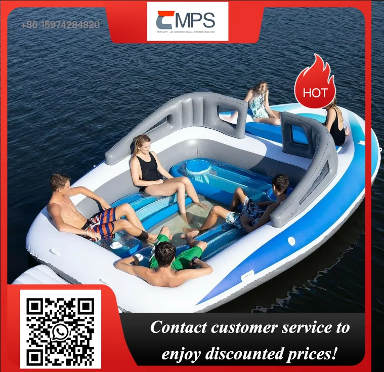 Extreme Inflatable Speed Boat , 6-Person Inflatable Bay Breeze Boat Island Party Island