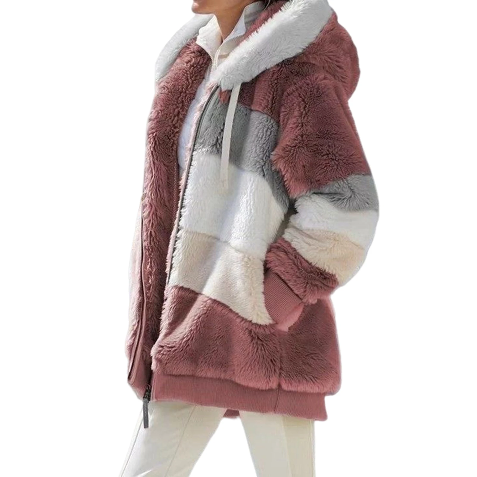 

Women's Winter Hoodie Puffer Jacket Hooded Color Block Patchwork Coat for Dinner Parties Wearing