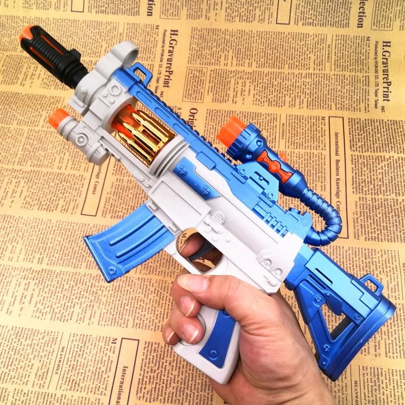 لعبة مسدس كهربائي مضيئة فريدة من نوعها مسدس يدوي تلسكوبي مع مصابيح LED مبهرة مسدس صوت قتال خفيف هدية للأطفال