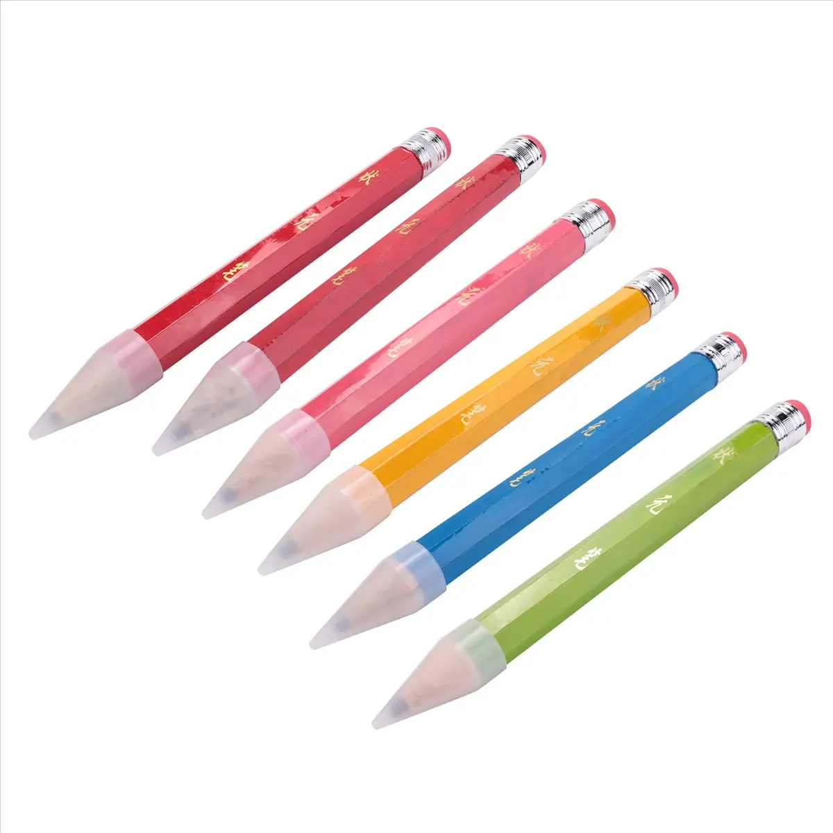 (ˉ﹃ˉ) 6 Pcs Wooden Jumbo Pencils for Prop, Funny Big Pencil Huge Giant Pencil 14 Inch Pencil for Home and School Supplies