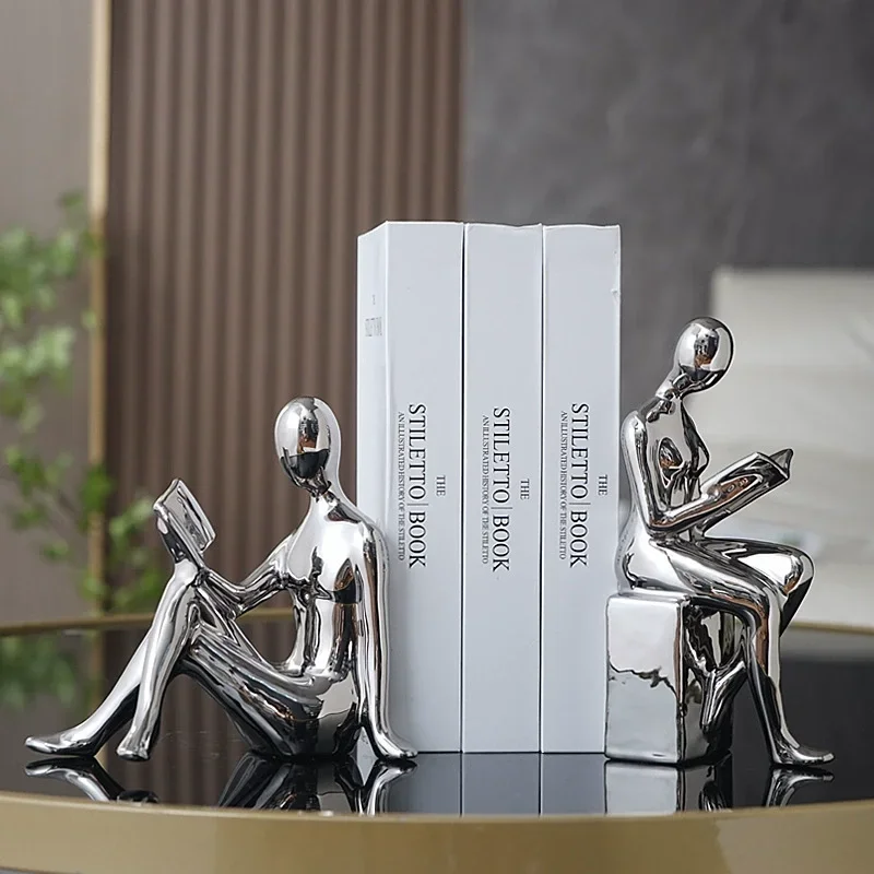 Modern Simplicity Electroplating Abstract Characters Book Files Study decoration Ceramic crafts Wine cabinet decoration bookends