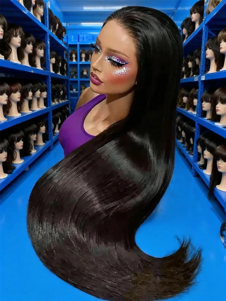 30 40 Inch 250% High Density Bone Straight Wigs Vietnamese HD Lace Wig 13x6 Human Hair Pre Plucked 13x4 HD Transparent Lace Frontal Wig For Women Hairline Preplucked with Baby Hair Bleached Knot Long Smooth Silky Straight Lace Front Wig Natural Black