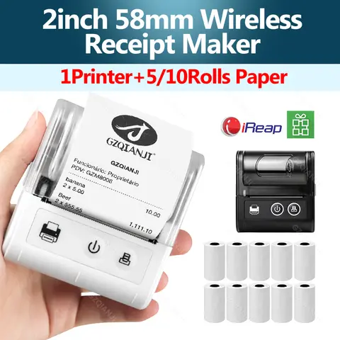 58MM Mini Pocket Thermal Receipt Printer Mobile Portable Ticket Bill Wireless Bluetooth USB Thermal POS Printer PC Android IOS