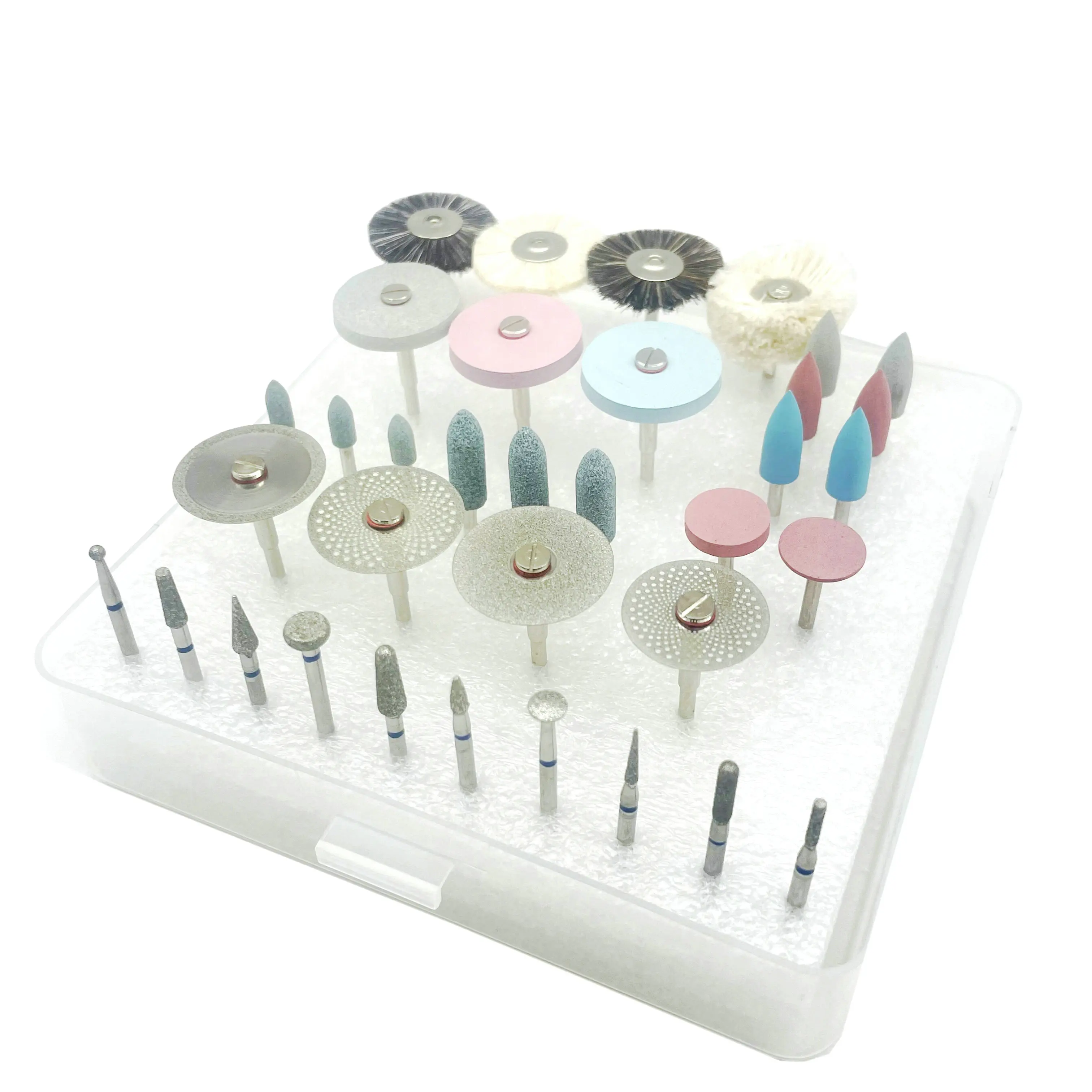 35Pcs/Set Dental Lab Polishing HP Kit Ceramic Porcelain Grinding Dentist Tool Diamond Burs Brush Material